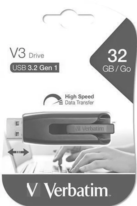 Hauptbild des Produkts 32GB USB Flash 3.0, 60/12 MB/sec, VERBATIM "V3", černá-šedá