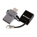 64GB USB-Flash-Laufwerk „DUAL“, USB 2.0 + Micro-USB-Adapter, VERBATIM