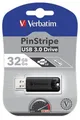 32GB USB-Stick "PinStripe", USB 3.0, VERBATIM, schwarz