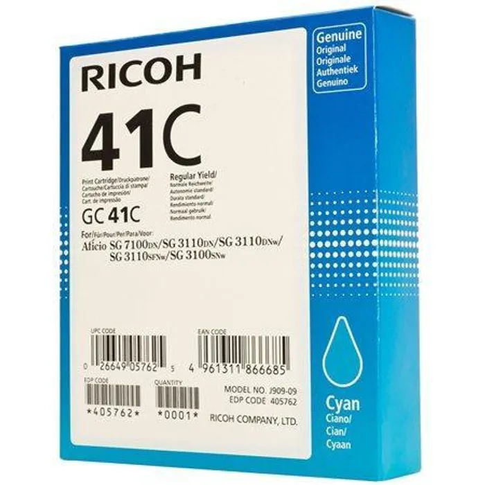 Hauptbild des Produkts 405762 Toner pro SG 3100SNw, SG 7100DN tiskárny, RICOH Type GC41C cyan, 2 200 stránek