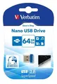 64 GB USB Flash 3.0, 80/25 MB/Sek., VERBATIM NANO STORE 'N' STAY
