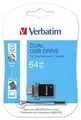 64GB USB-Flash-Laufwerk „DUAL“, USB 2.0 + Micro-USB-Adapter, VERBATIM