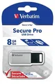 8 GB USB-Stick 3.0, 100/35 MB/s, PC & MAC, VERBATIM „SECURE DATA PRO“, grau