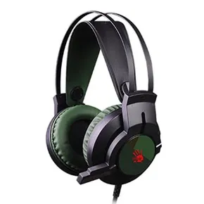 A4Tech Bloody J437, Kophörer mit Mikrofon, Lautstärkeregelung, grün, 7.1 (virtuell), Spiel-Kopfhörer, unterbeleuchtet typ USB