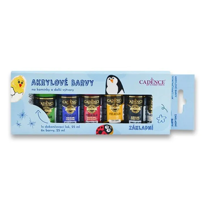 Hauptbild des Produkts Akrylové barvy na kamínky Cadence sada 6 základních barev + akrylový lak