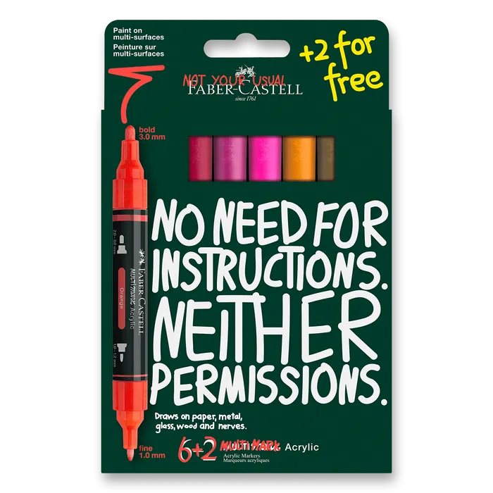 Hauptbild des Produkts Akrylový popisovač Faber-Castell Multimark Flame [6+2 ks]