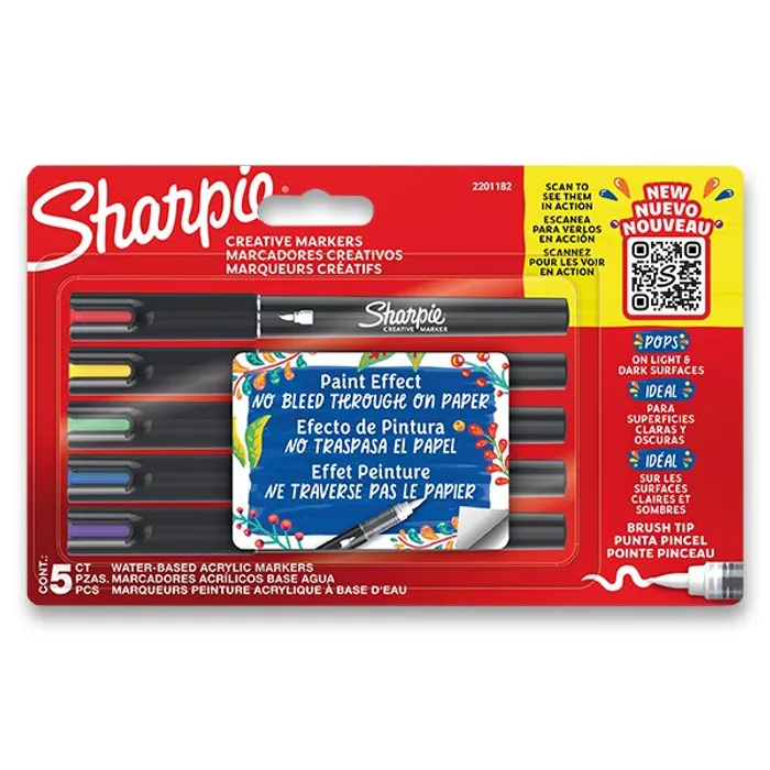 Hauptbild des Produkts Akrylový popisovač Sharpie Acrylic Marker Brush sada 5 barev