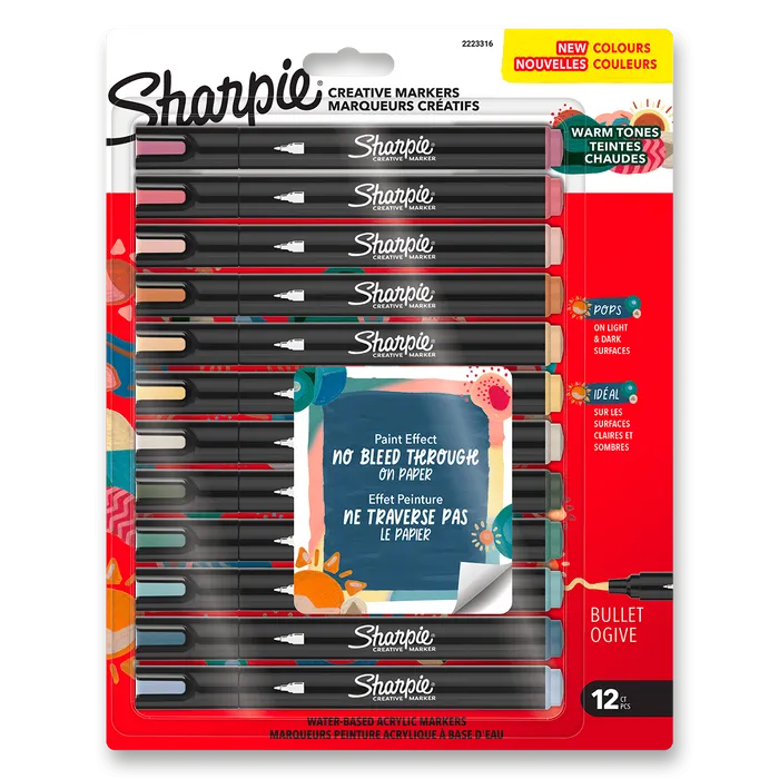 Hauptbild des Produkts Akrylový popisovač Sharpie Acrylic Marker Bullet Fine Warm Tones [12ks]