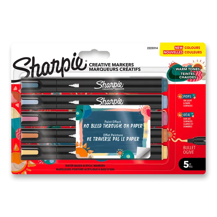 Hauptbild des Produkts Akrylový popisovač Sharpie Acrylic Marker Bullet Fine Warm Tones [5 ks]