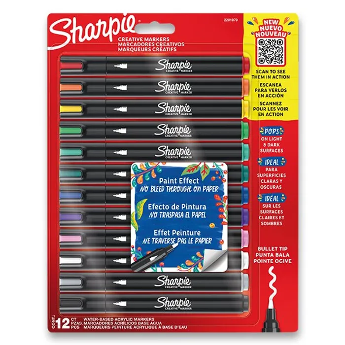 Hauptbild des Produkts Akrylový popisovač Sharpie Acrylic Marker Bullet sada 12 barev