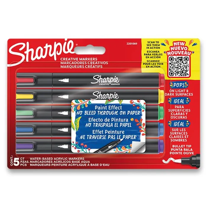 Hauptbild des Produkts Akrylový popisovač Sharpie Acrylic Marker Bullet sada 5 barev