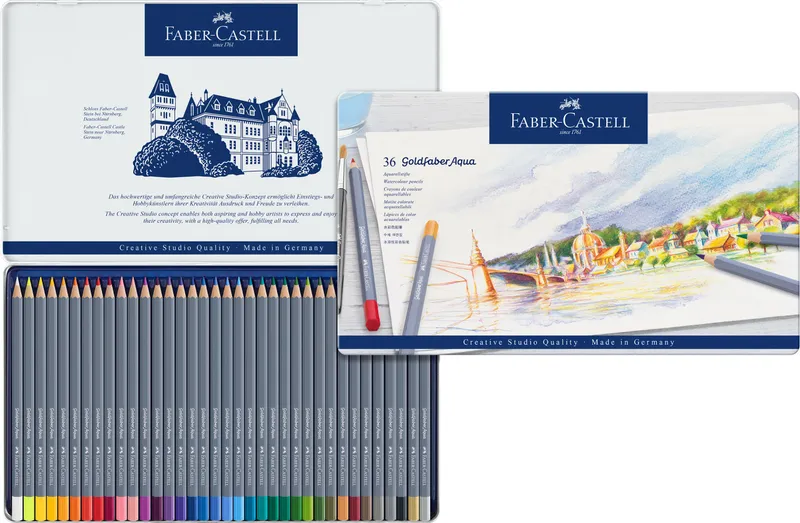 Hauptbild des Produkts Akvarelová Pastelka Goldfaber Aqua, plechová krabička 36ks  Faber Castell 114636
