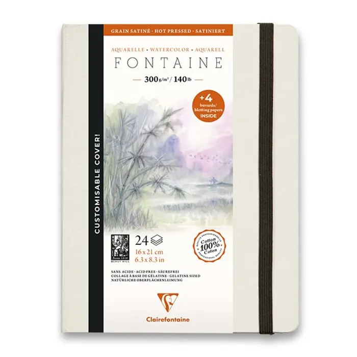 Hauptbild des Produkts Akvarelové album Clairefontaine Fontaine Hot Pressed 21 x 16 cm, 24 listů, 300 g