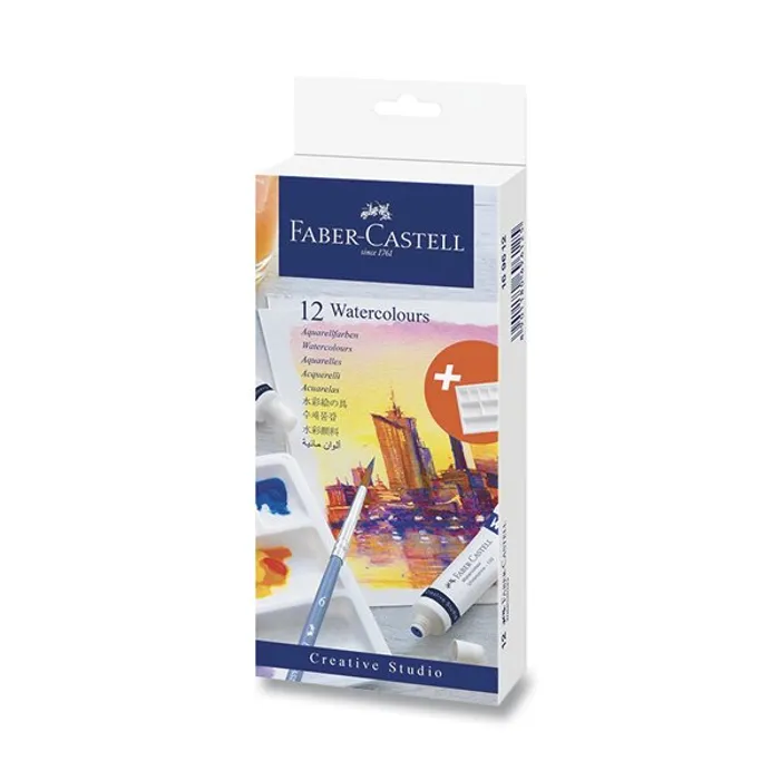 Hauptbild des Produkts Akvarelové barvy Faber-Castell 12 barev, tuba 9 ml