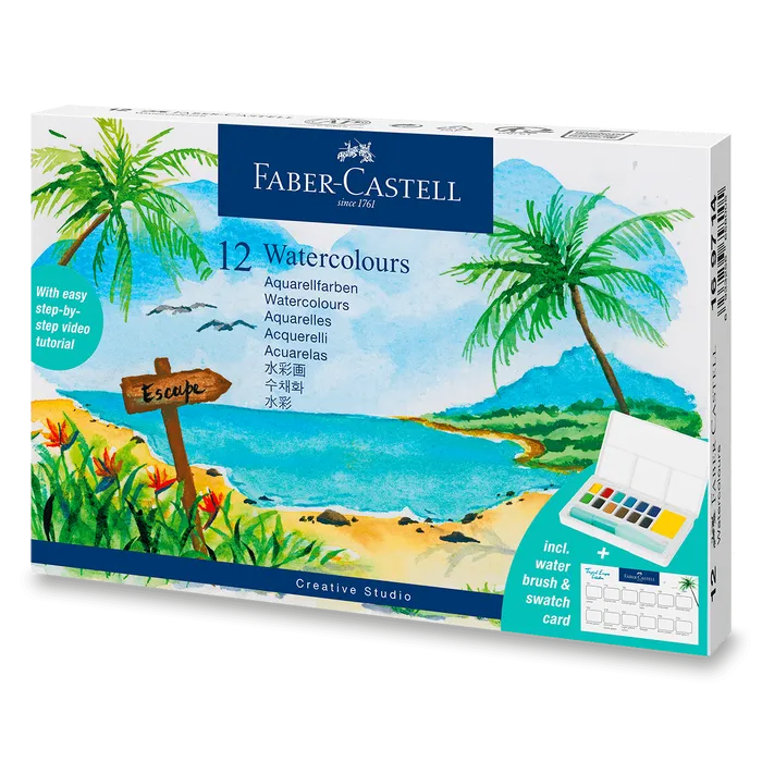 Hauptbild des Produkts Akvarelové barvy Faber-Castell s paletou Tropical [12 ks]