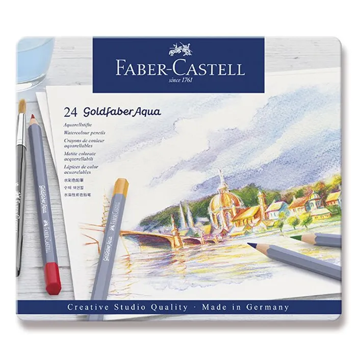 Hauptbild des Produkts Akvarelové pastelky Faber-Castell 114624 Goldfaber Aqua plechová krabička, 24 barev
