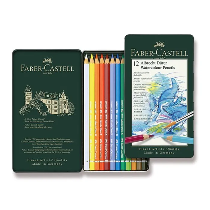 Hauptbild des Produkts Akvarelové pastelky Faber-Castell 117512 Albrecht Dürer, plechová krabička 12 ks