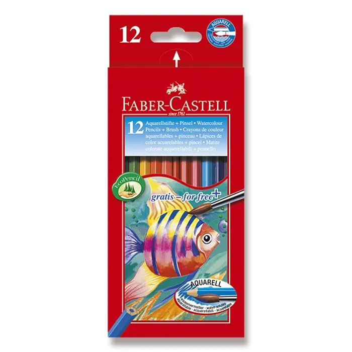 Hauptbild des Produkts Akvarelové pastelky Faber-Castell 12 barev + štětec