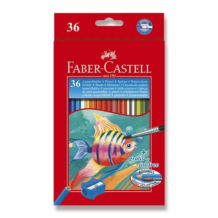 Hauptbild des Produkts Akvarelové pastelky Faber-Castell 36 barev + štětec