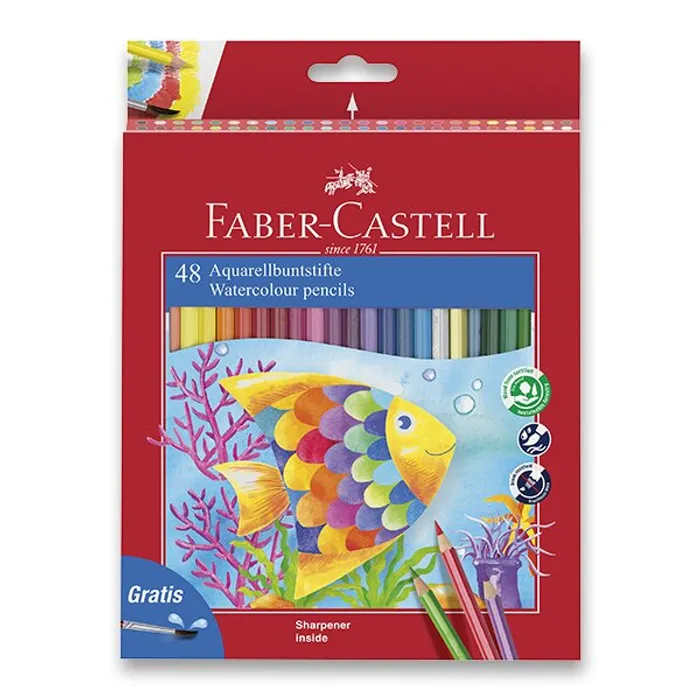 Hauptbild des Produkts Akvarelové pastelky Faber-Castell 48 barev + štětec