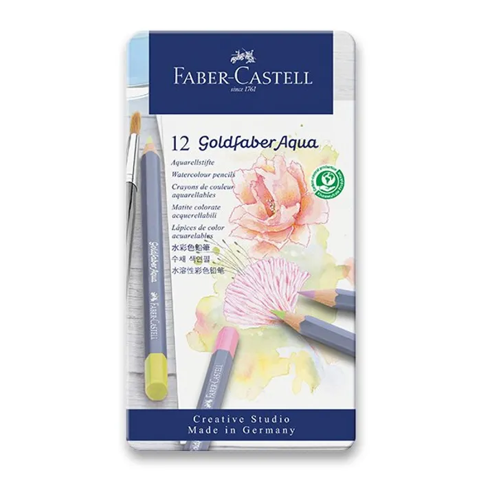 Hauptbild des Produkts Akvarelové pastelky Faber-Castell Goldfaber Aqua Pastel plechová krabička, 12 barev