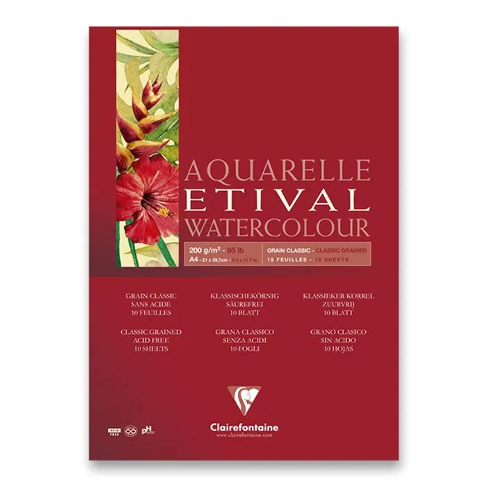 Hauptbild des Produkts Akvarelový blok Clairefontaine Etival Classic Grain A4, 10 listů, 200 g