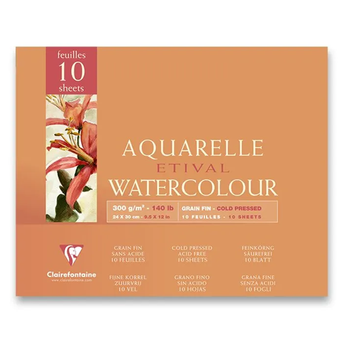Hauptbild des Produkts Akvarelový blok Clairefontaine Etival Cold Pressed 24 x 30 cm, 10 listů, 300 g