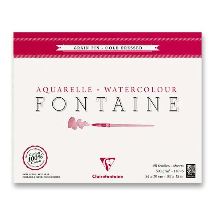 Hauptbild des Produkts Akvarelový blok Clairefontaine Fontaine Cold Pressed 24 x 30 cm, 25 listů, 300 g