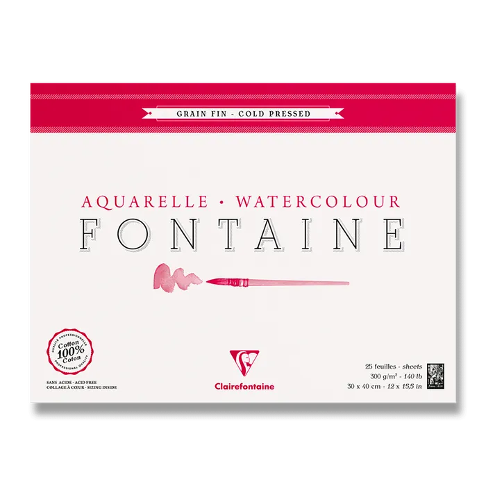 Hauptbild des Produkts Akvarelový blok Clairefontaine Fontaine Cold Pressed 30 x 40 cm, 25 listů, 300 g