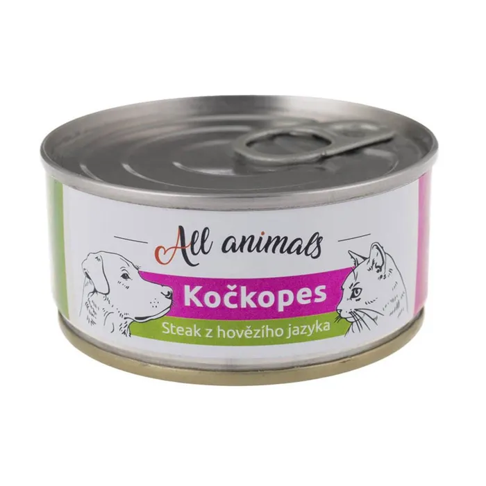 Hauptbild des Produkts ALL ANIMALS konzerva KOČKOPES steak z hovězího jazyka, 100 g