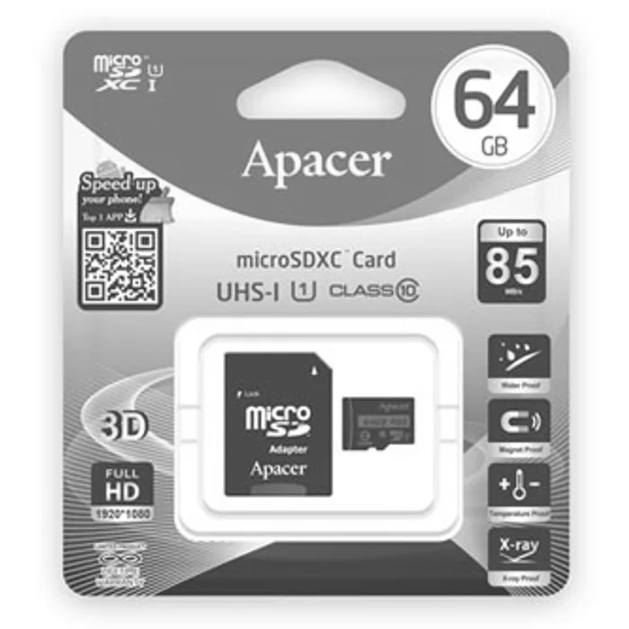 Hauptbild des Produkts Apacer paměťová karta Secure Digital, 64GB, micro SDXC, AP64GMCSX10U5-R, UHS-I U1 (Class