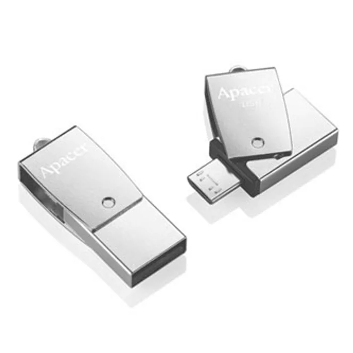 Hauptbild des Produkts Apacer USB flash disk OTG, USB 3.0 (3.2 Gen 1), 64GB, AH750, stříbrný, AP64GAH750S-1, USB