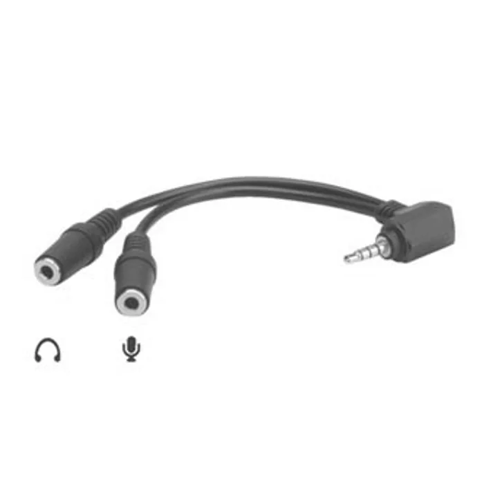 Hauptbild des Produkts Audio Redukce, Jack (3,5mm) M (4-polový)-Jack (3,5mm) 2x F, 90°, 0, stereo, černá, Logo