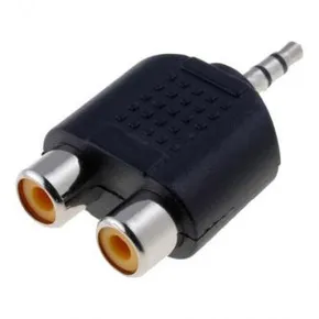 Audio Adapter, 2x CINCH F, 0, Stereo, schwarz, Logo