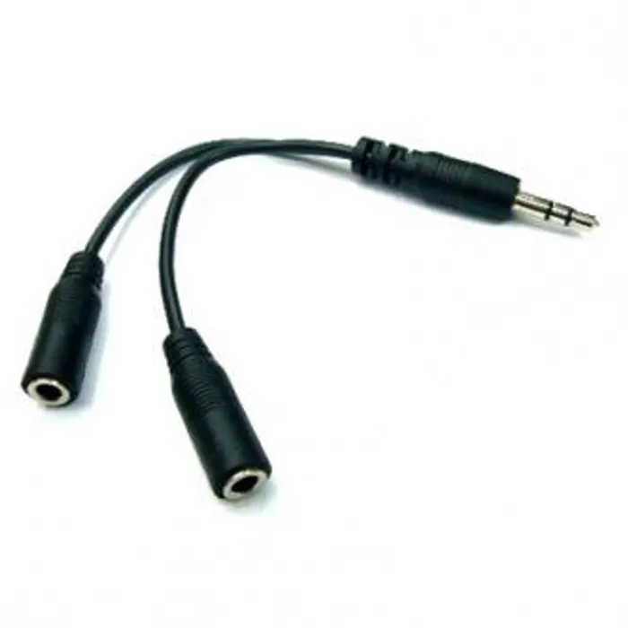 Hauptbild des Produkts Audio Rozdvojka, Jack (3,5mm) M-Jack (3,5mm) 2x F, 0.2, stereo, černá, Logo, s kablíkem