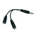 Audio Zwillingsstecker, Jack (3,5mm) M-Jack (3,5mm) 2x F, 0.2, Stereo, schwarz, mit Kabel