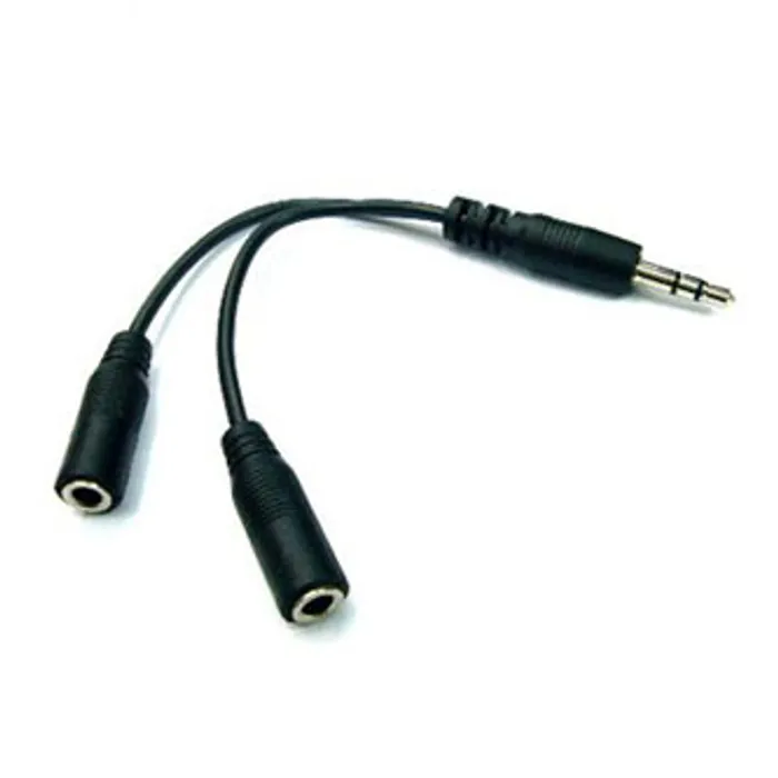 Hauptbild des Produkts Audio Rozdvojka, Jack (3,5mm) M-Jack (3,5mm) 2x F, 0.2, stereo, černá, s kablíkem