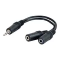 Audio Zwillingsstecker, Jack (3,5mm) M-Jack (3,5mm) 2x F, 0.2, Stereo, schwarz, mit Kabel