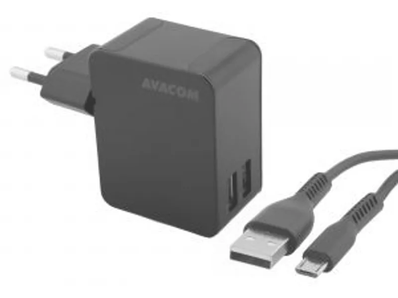 Hauptbild des Produkts Avacom, síťová nabíječka, HomeNOW, 100-240V, 5V, 3400mA, se dvěma výstupy, micro USB kabe