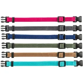 Packung mit Nylon-Erkennungshalsbändern für Welpen S-M 17–25 cm/10 mm, Himbeere, Grau, Mod, Khaki, Pink, Sie