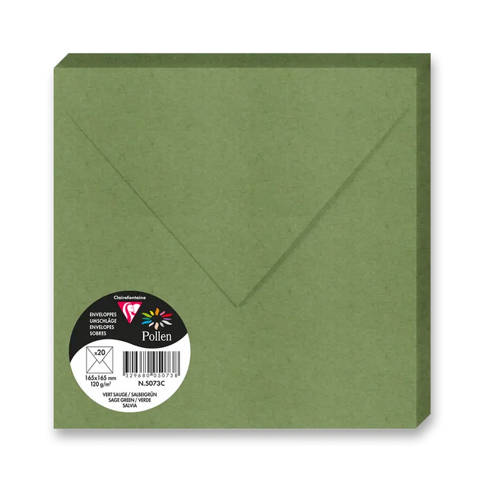 Hauptbild des Produkts Barevná obálka Clairefontaine 165 × 165 mm, 20 ks, tm. zelená