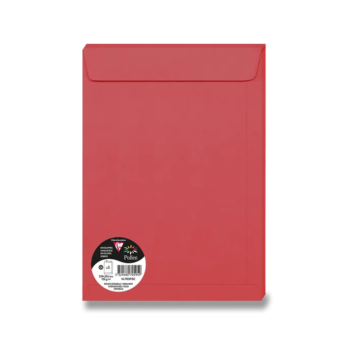 Hauptbild des Produkts Barevná obálka Clairefontaine, C4 229 x 324 mm, červená, 5 ks