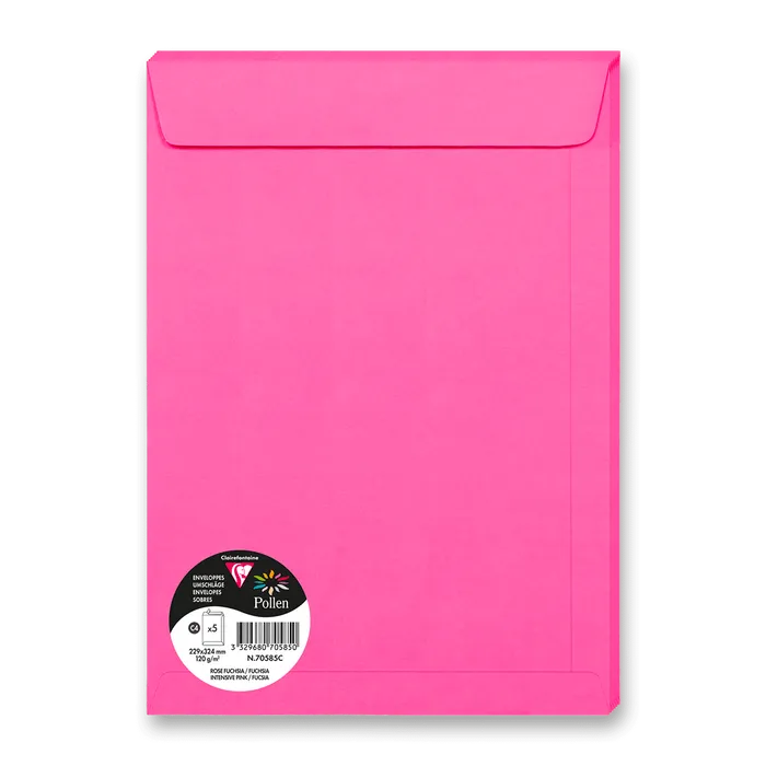 Hauptbild des Produkts Barevná obálka Clairefontaine, C4 229 x 324 mm, růžová, 5 ks