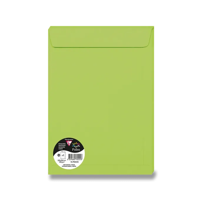 Hauptbild des Produkts Barevná obálka Clairefontaine, C4 229 x 324 mm, zelená, 5 ks