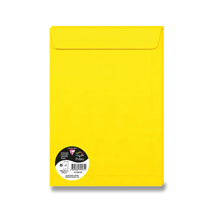 Hauptbild des Produkts Barevná obálka Clairefontaine, C4 229 x 324 mm, žlutá, 5 ks