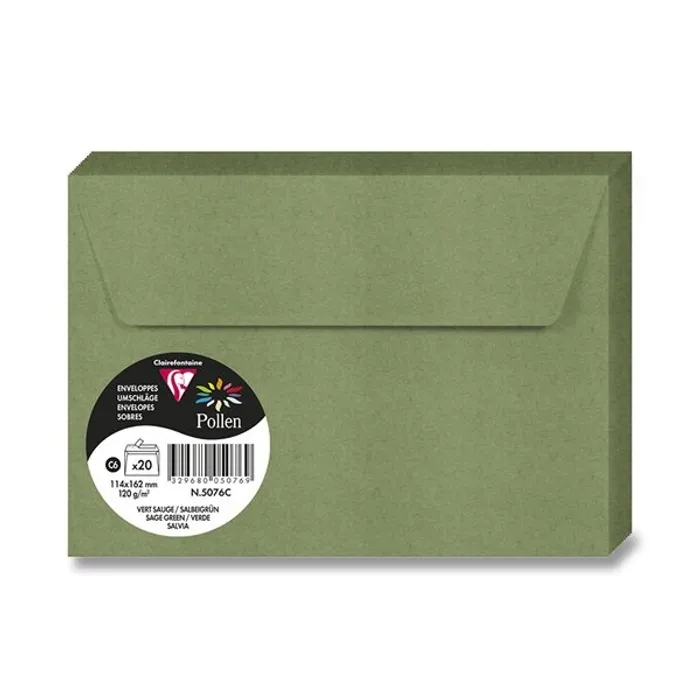 Hauptbild des Produkts Barevná obálka Clairefontaine C6, samolepicí, 20 ks tm. zelená,
