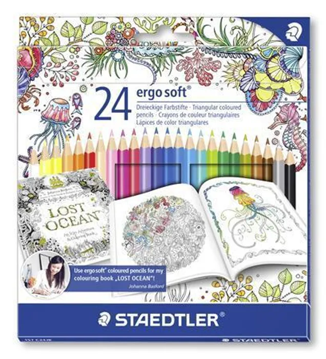 Hauptbild des Produkts Barevné pastelky "Ergo Soft", Johanna Basford lim. edice, sada, trojhranná, STAEDTLER