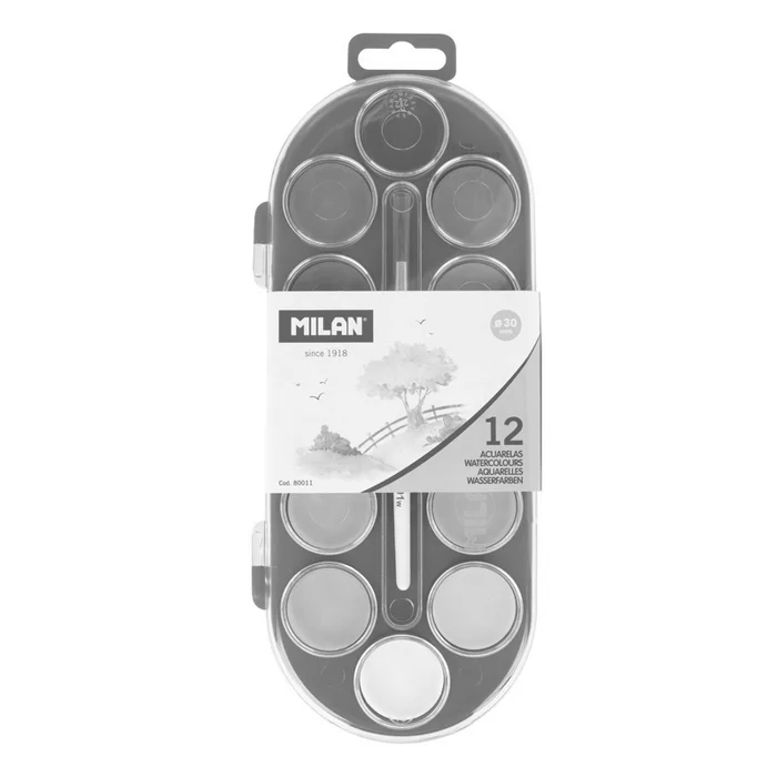 Hauptbild des Produkts Barvy vodové MILAN - 12 barev, 30 mm + štětec