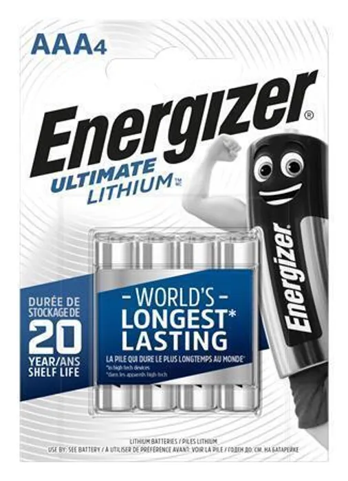 Hauptbild des Produkts Baterie, AAA (mikrotužková), 4 ks v balení, lithiová, ENERGIZER "Ultimate Lithium"