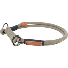 BE NORDIC rundes, halb einziehbares Lederhalsband, grau L-XL: 55 cm/ 10 mm